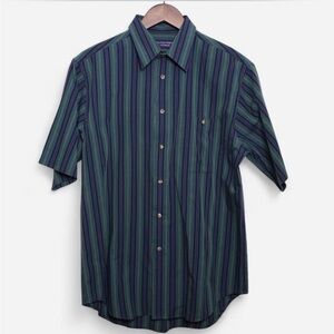 Roundtree & Yorke Men's Striped Shirt - Navy and Green
